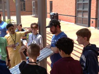 Campers getting ready for a race