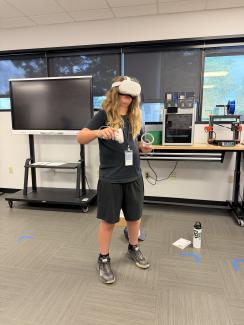 Camper playing VR