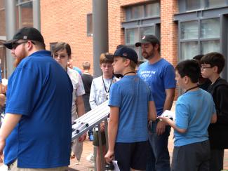 Campers setting up a race