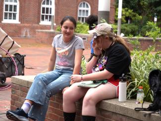 Campers chatting