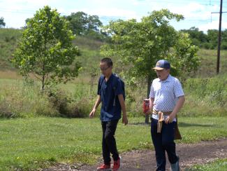 Camper walking