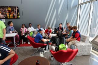 Campers sitting in group