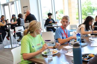 Campers eating 