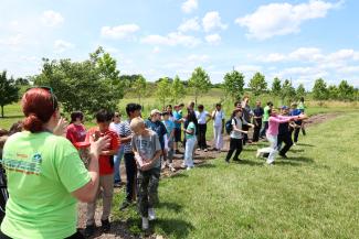 Campers playing outside