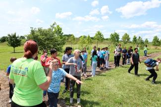 Campers playing outside