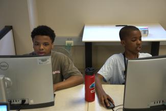 Campers during drawing session